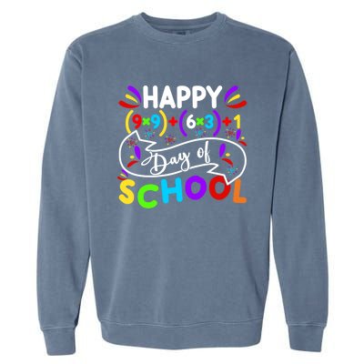 Math Formula Happy 100 Days Of School Math Teacher 100th Day Gift Garment-Dyed Sweatshirt