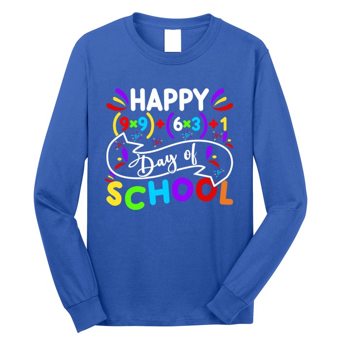 Math Formula Happy 100 Days Of School Math Teacher 100th Day Gift Long Sleeve Shirt