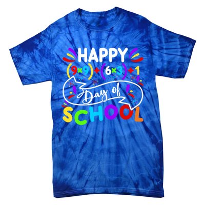 Math Formula Happy 100 Days Of School Math Teacher 100th Day Gift Tie-Dye T-Shirt