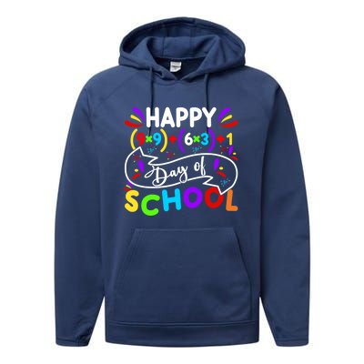 Math Formula Happy 100 Days Of School Math Teacher 100th Day Gift Performance Fleece Hoodie