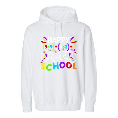 Math Formula Happy 100 Days Of School Math Teacher 100th Day Gift Garment-Dyed Fleece Hoodie