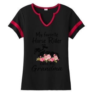 My Favorite Horse Rider Calls Me Grandma Funny Mother's Day Ladies Halftime Notch Neck Tee