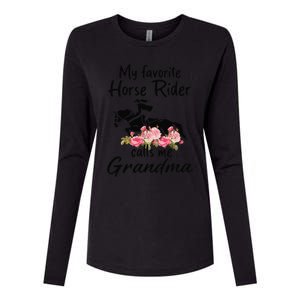 My Favorite Horse Rider Calls Me Grandma Funny Mother's Day Womens Cotton Relaxed Long Sleeve T-Shirt