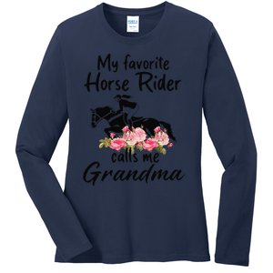 My Favorite Horse Rider Calls Me Grandma Funny Mother's Day Ladies Long Sleeve Shirt