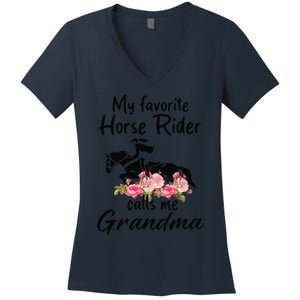 My Favorite Horse Rider Calls Me Grandma Funny Mother's Day Women's V-Neck T-Shirt