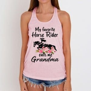 My Favorite Horse Rider Calls Me Grandma Funny Mother's Day Women's Knotted Racerback Tank