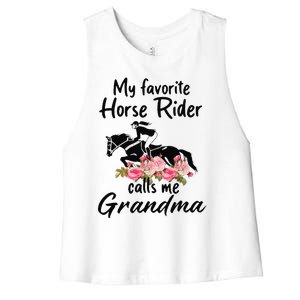 My Favorite Horse Rider Calls Me Grandma Funny Mother's Day Women's Racerback Cropped Tank