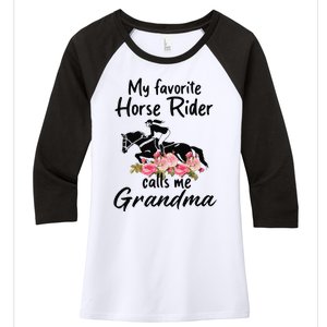 My Favorite Horse Rider Calls Me Grandma Funny Mother's Day Women's Tri-Blend 3/4-Sleeve Raglan Shirt