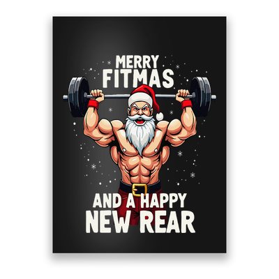 Merry Fitmas Happy New Rear Santa Deadlift Bodybuilder Xmas Poster