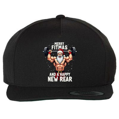 Merry Fitmas Happy New Rear Santa Deadlift Bodybuilder Xmas Wool Snapback Cap