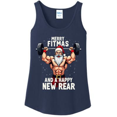 Merry Fitmas Happy New Rear Santa Deadlift Bodybuilder Xmas Ladies Essential Tank