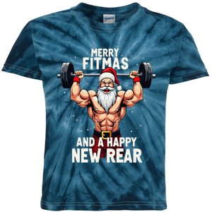 Merry Fitmas Happy New Rear Santa Deadlift Bodybuilder Xmas Kids Tie-Dye T-Shirt