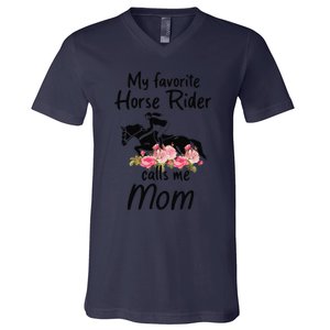 My Favorite Horse Rider Calls Me Mom Funny Mother's Day V-Neck T-Shirt