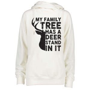 My Family Has A Deer Stand In It Womens Funnel Neck Pullover Hood