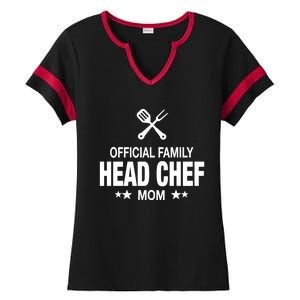 Mom Family Head Chef Great Gift Funny Cooking Mom Gift Ladies Halftime Notch Neck Tee