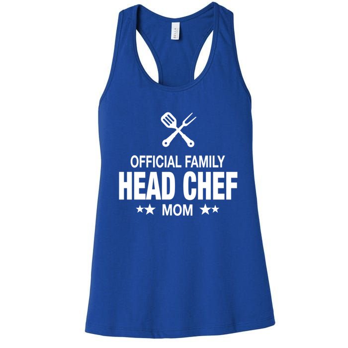 Mom Family Head Chef Great Gift Funny Cooking Mom Gift Women's Racerback Tank