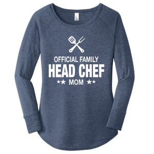 Mom Family Head Chef Great Gift Funny Cooking Mom Gift Women's Perfect Tri Tunic Long Sleeve Shirt