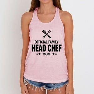 Mom Family Head Chef Great Gift Funny Cooking Mom Gift Women's Knotted Racerback Tank