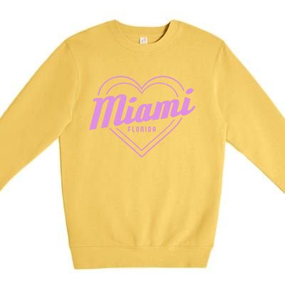 Miami Florida Heart Pride Girls Fl Miami Gift Premium Crewneck Sweatshirt