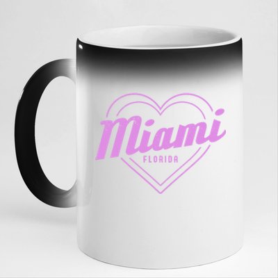 Miami Florida Heart Pride Girls Fl Miami Gift 11oz Black Color Changing Mug