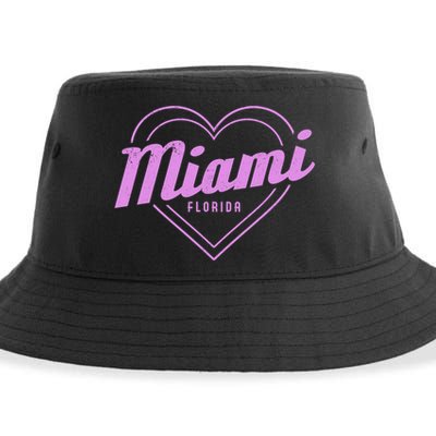 Miami Florida Heart Pride Girls Fl Miami Gift Sustainable Bucket Hat