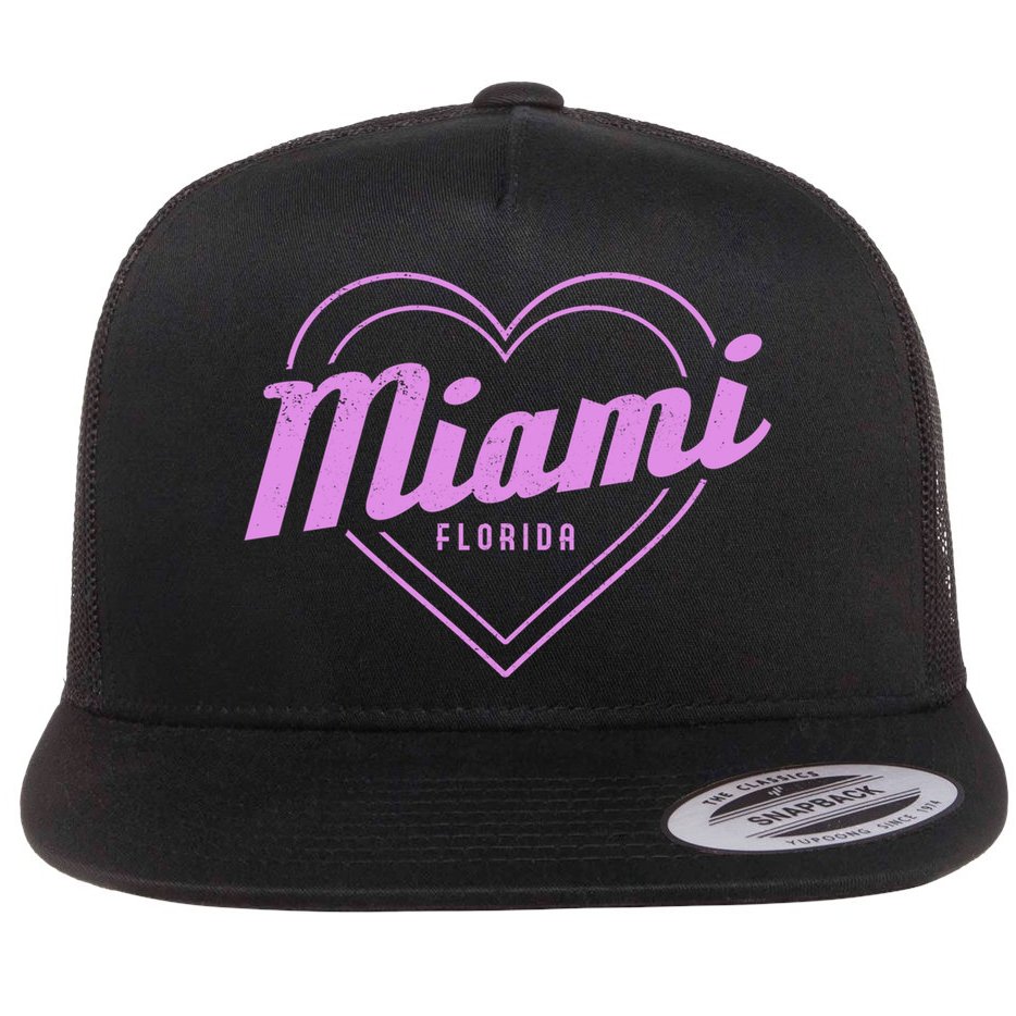 Miami Florida Heart Pride Girls Fl Miami Gift Flat Bill Trucker Hat