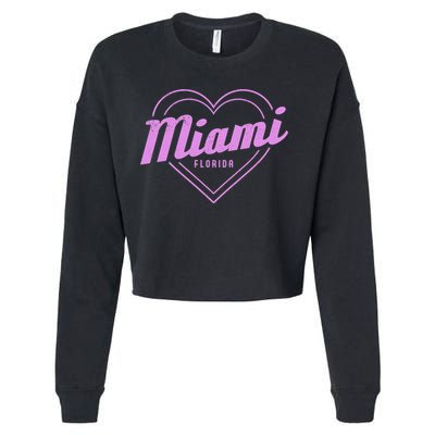Miami Florida Heart Pride Girls Fl Miami Gift Cropped Pullover Crew