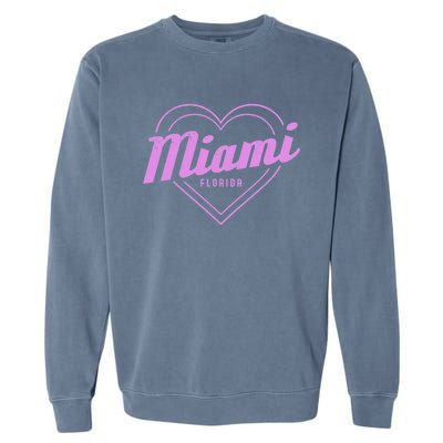 Miami Florida Heart Pride Girls Fl Miami Gift Garment-Dyed Sweatshirt