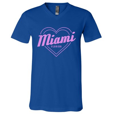 Miami Florida Heart Pride Girls Fl Miami Gift V-Neck T-Shirt