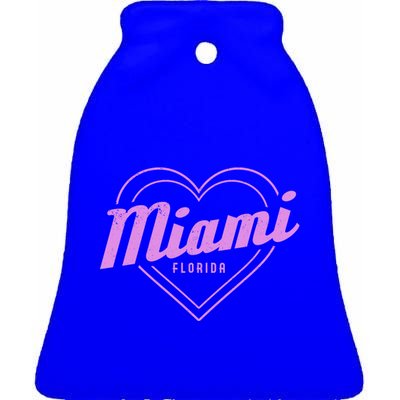 Miami Florida Heart Pride Girls Fl Miami Gift Ceramic Bell Ornament