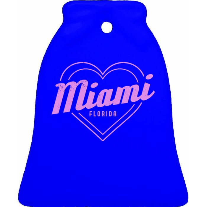 Miami Florida Heart Pride Girls Fl Miami Gift Ceramic Bell Ornament