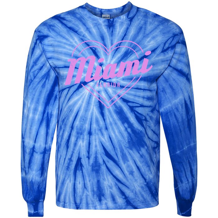 Miami Florida Heart Pride Girls Fl Miami Gift Tie-Dye Long Sleeve Shirt