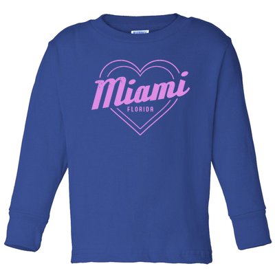 Miami Florida Heart Pride Girls Fl Miami Gift Toddler Long Sleeve Shirt