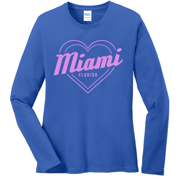 Miami Florida Heart Pride Girls Fl Miami Gift Ladies Long Sleeve Shirt