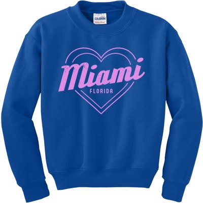 Miami Florida Heart Pride Girls Fl Miami Gift Kids Sweatshirt