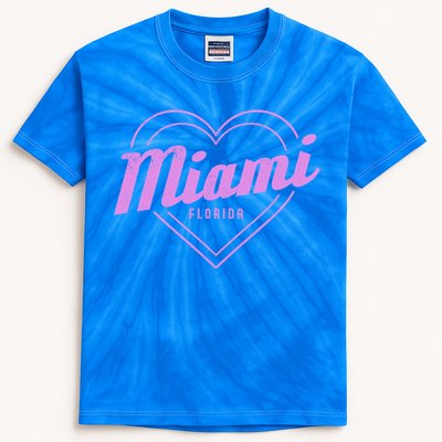 Miami Florida Heart Pride Girls Fl Miami Gift Kids Tie-Dye T-Shirt