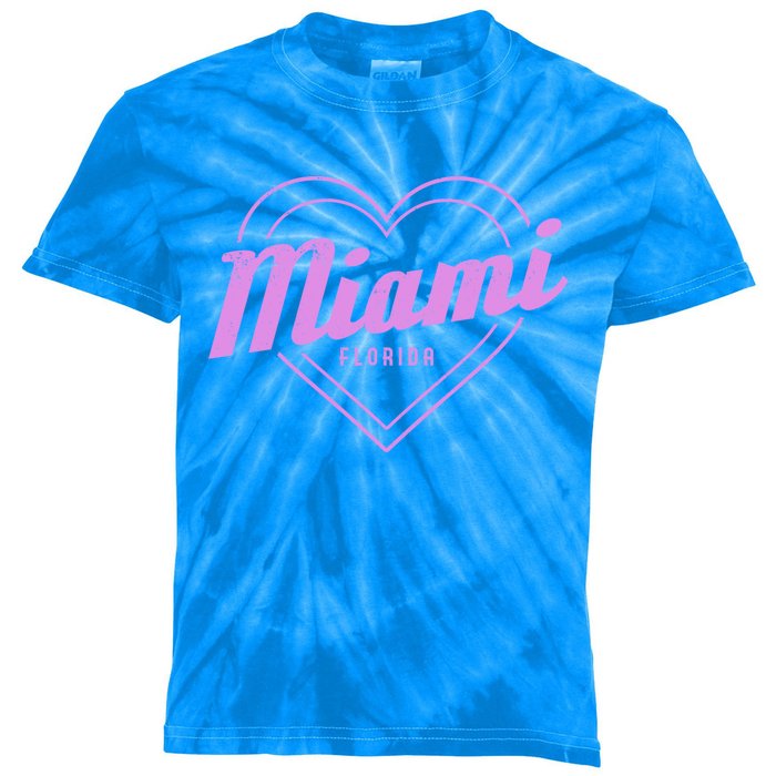 Miami Florida Heart Pride Girls Fl Miami Gift Kids Tie-Dye T-Shirt