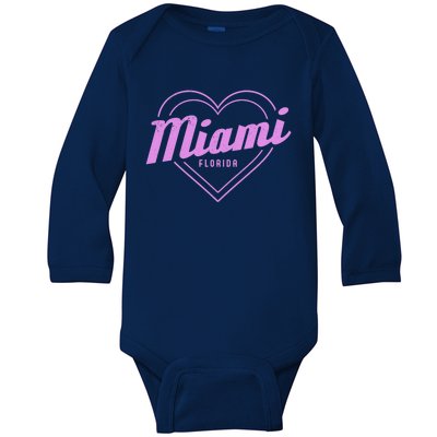 Miami Florida Heart Pride Girls Fl Miami Gift Baby Long Sleeve Bodysuit