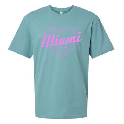 Miami Florida Heart Pride Girls Fl Miami Gift Sueded Cloud Jersey T-Shirt