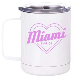 Miami Florida Heart Pride Girls Fl Miami Gift 12 oz Stainless Steel Tumbler Cup