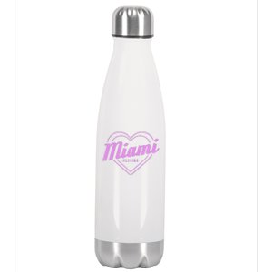 Miami Florida Heart Pride Girls Fl Miami Gift Stainless Steel Insulated Water Bottle