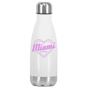 Miami Florida Heart Pride Girls Fl Miami Gift Stainless Steel Insulated Water Bottle