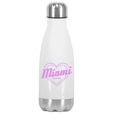 Miami Florida Heart Pride Girls Fl Miami Gift Stainless Steel Insulated Water Bottle