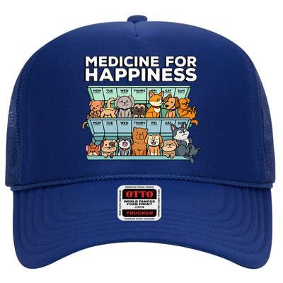 Medicine For Happiness Pill Box Animals Dog Pals High Crown Mesh Back Trucker Hat