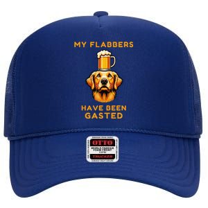 My Flabbers Have Been Gasted Distressed Retro Funny Dog High Crown Mesh Back Trucker Hat