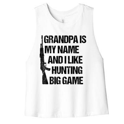 Matching Family Hunter Grandpa Big Game Hunting Gift Women's Racerback Cropped Tank