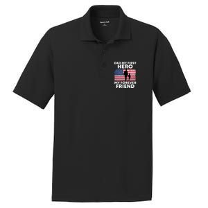 My First Hero My Forever Friend FatherS Day American Flag Gift PosiCharge RacerMesh Polo