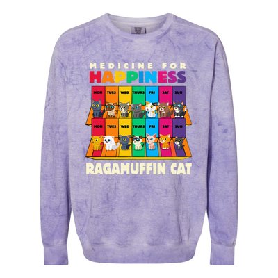 Medicine For Happiness Ragamuffin Cat Funny Ragdoll Cat Colorblast Crewneck Sweatshirt