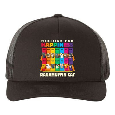 Medicine For Happiness Ragamuffin Cat Funny Ragdoll Cat Yupoong Adult 5-Panel Trucker Hat