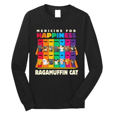 Medicine For Happiness Ragamuffin Cat Funny Ragdoll Cat Long Sleeve Shirt